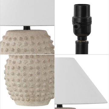 Effie 18.25" Minimalist Scandinavian Ceramic/Iron Hobnail LED Table Lamp
